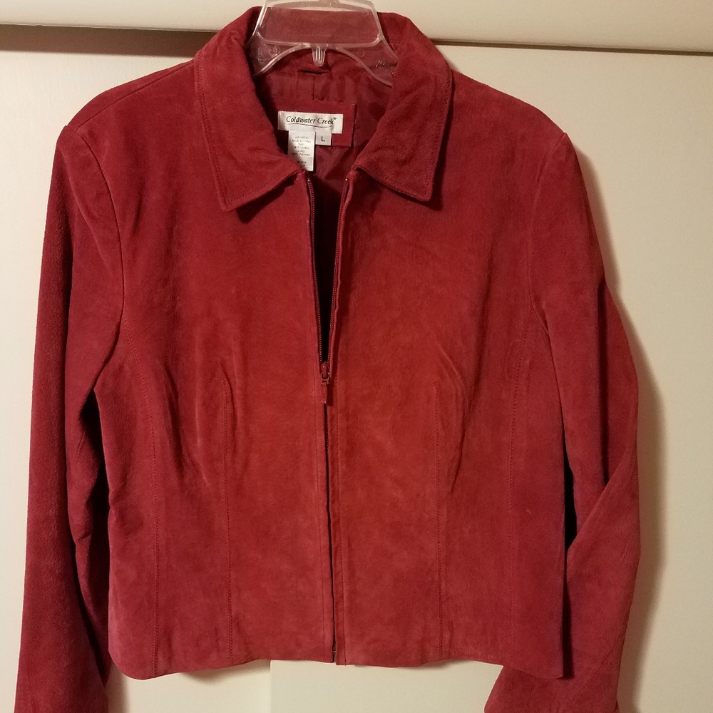 Coldwater Creek | Red Suede Leather Jacket